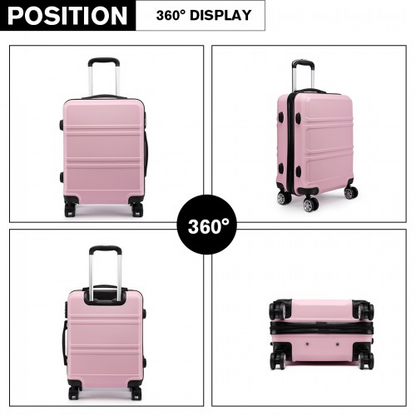 Kono ABS 24 Inch Sculpted Horizontal Design Suitcase - Pink