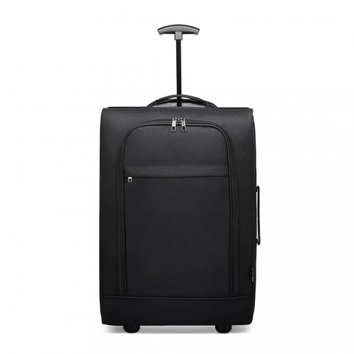Kono Cabin Size Soft Shell Hand Luggage - Black | Durable 600D Polyester
