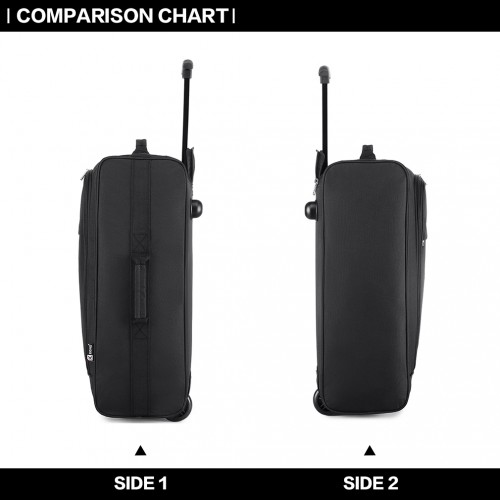 Kono Cabin Size Soft Shell Hand Luggage - Black | Durable 600D Polyester