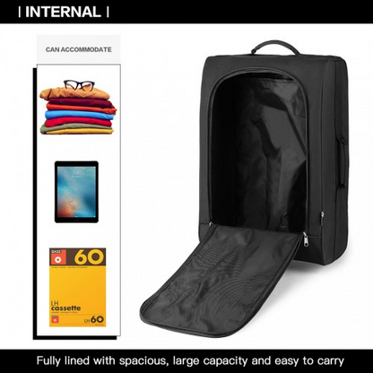 Kono Cabin Size Soft Shell Hand Luggage - Black | Durable 600D Polyester