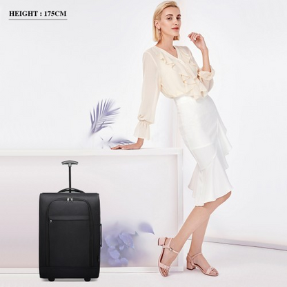 Kono Cabin Size Soft Shell Hand Luggage - Black | Durable 600D Polyester