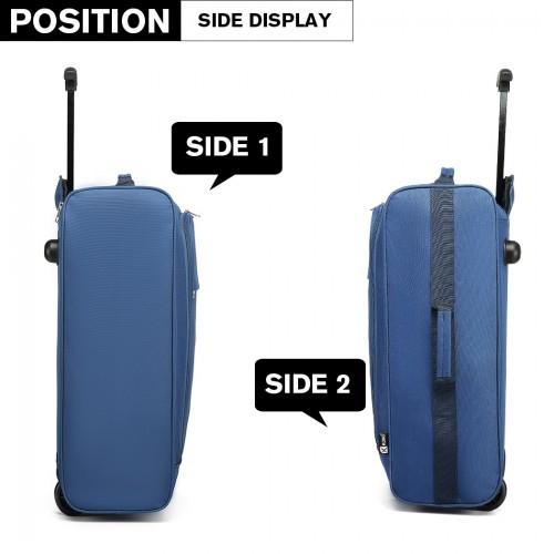 Kono Cabin Size Soft Shell Hand Luggage - Blue | Lightweight & Durable Travel Companion