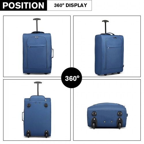 Kono Cabin Size Soft Shell Hand Luggage - Blue | Lightweight & Durable Travel Companion