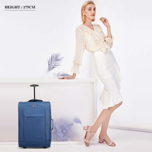 Kono Cabin Size Soft Shell Hand Luggage - Blue | Lightweight & Durable Travel Companion