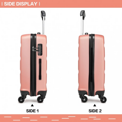 Kono 24 Inch Horizontal Design ABS Hard Shell Suitcase with TSA Lock - Nude
