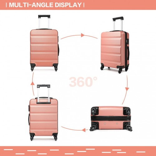 Kono 24 Inch Horizontal Design ABS Hard Shell Suitcase with TSA Lock - Nude