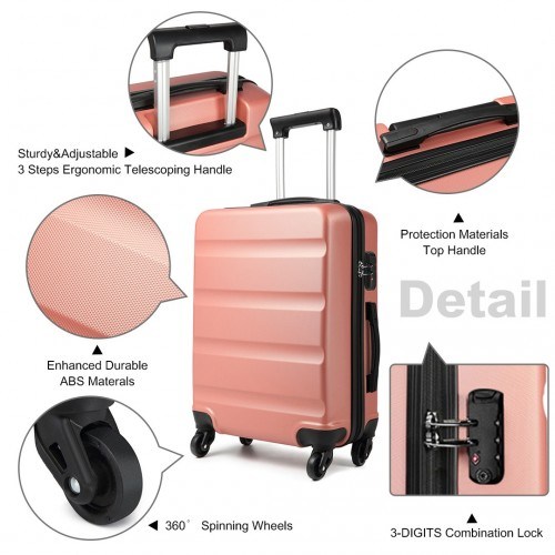 Kono 24 Inch Horizontal Design ABS Hard Shell Suitcase with TSA Lock - Nude
