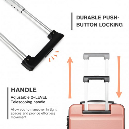 Kono 24 Inch Horizontal Design ABS Hard Shell Suitcase with TSA Lock - Nude