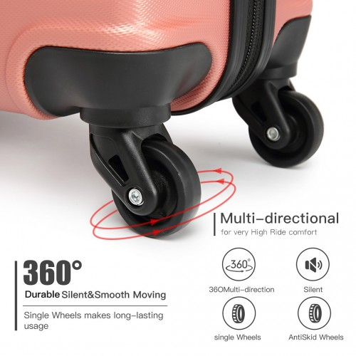 Kono 24 Inch Horizontal Design ABS Hard Shell Suitcase with TSA Lock - Nude