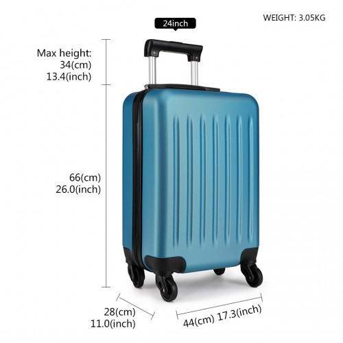 KONO 24 Inch ABS Hard Shell Luggage - 4 Wheel Spinner Suitcase in Navy