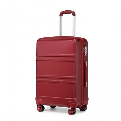 Kono ABS 24 Inch Sculpted Horizontal Design Suitcase - Burgundy