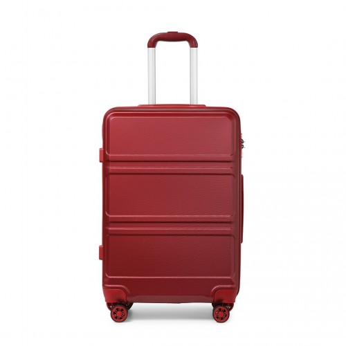 Kono ABS 24 Inch Sculpted Horizontal Design Suitcase - Burgundy