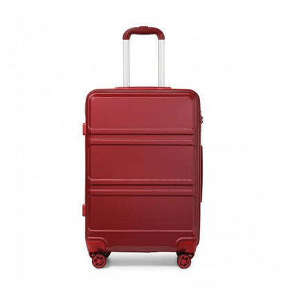 Kono ABS 24 Inch Sculpted Horizontal Design Suitcase - Burgundy