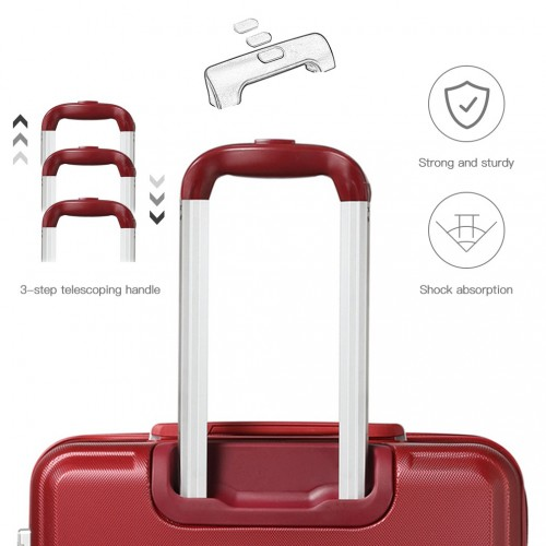 Kono ABS 24 Inch Sculpted Horizontal Design Suitcase - Burgundy