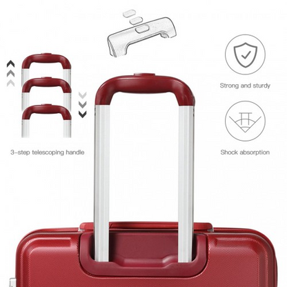 Kono ABS 24 Inch Sculpted Horizontal Design Suitcase - Burgundy