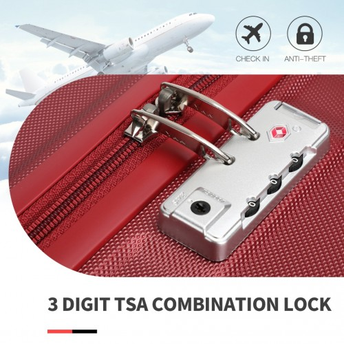 Kono ABS 24 Inch Sculpted Horizontal Design Suitcase - Burgundy