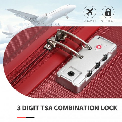 Kono ABS 24 Inch Sculpted Horizontal Design Suitcase - Burgundy