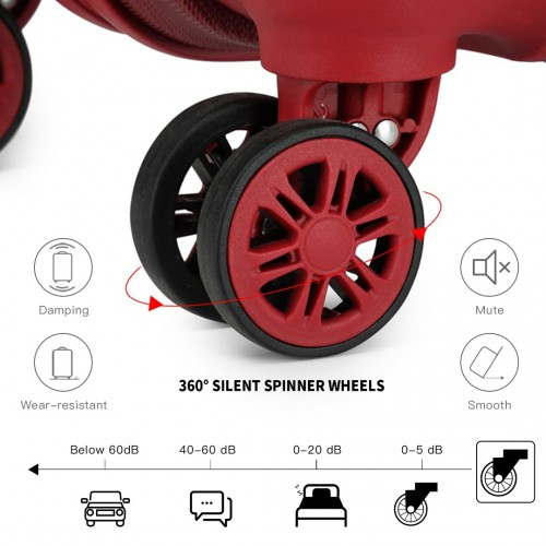 Kono ABS 24 Inch Sculpted Horizontal Design Suitcase - Burgundy