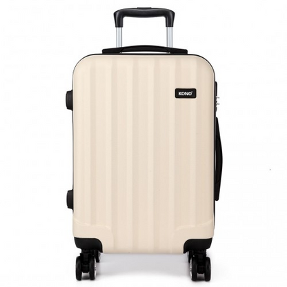 Kono Vertical Stripe Hard Shell Suitcase 24 Inch Luggage - Beige | Lightweight, Durable & Stylish Travel Companion