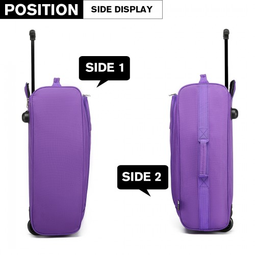 Kono Cabin Size Soft Shell Hand Luggage - Purple | Compact & Durable Travel Bag