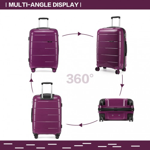 KONO 20 Inch Purple Cabin Size Hard Shell Suitcase - Lightweight & Durable