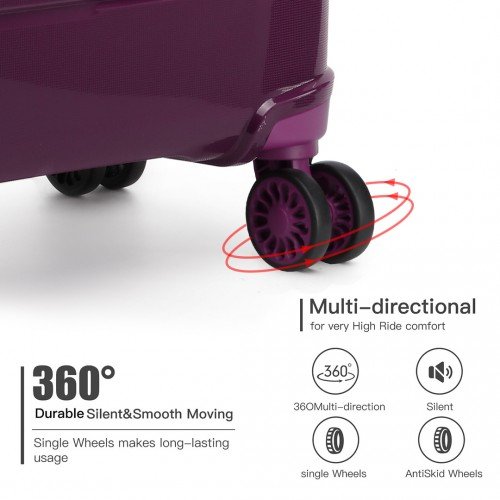 K1997L - KONO 24 INCH HARD SHELL PP SUITCASE - PURPLE