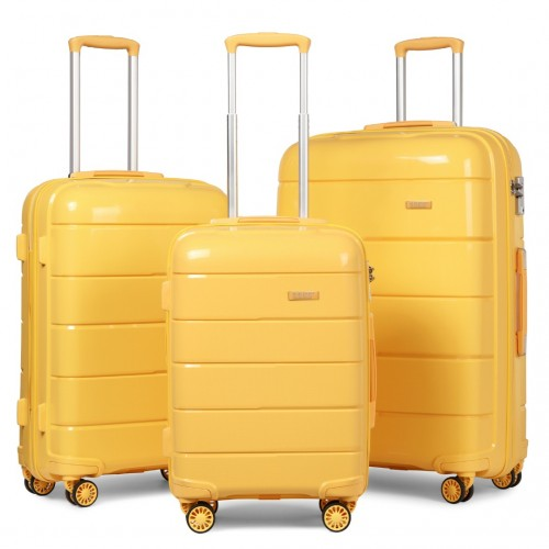 K1997L - KONO 20-24-28” HARD SHELL PP SUITCASE SET - YELLOW