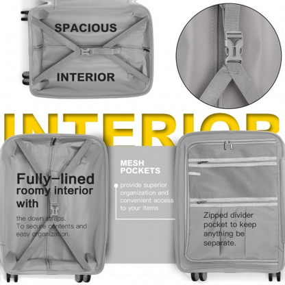 K1997L - KONO 20-24-28” HARD SHELL PP SUITCASE SET - YELLOW