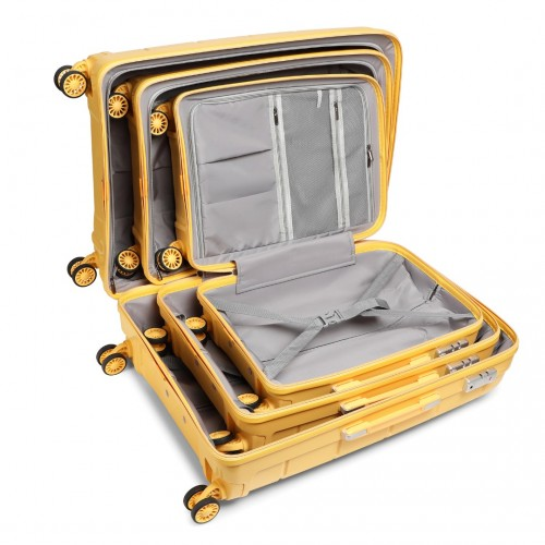 K1997L - KONO 20-24-28” HARD SHELL PP SUITCASE SET - YELLOW