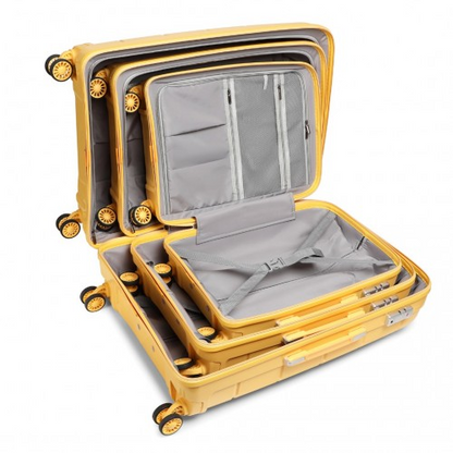K1997L - KONO 20-24-28” HARD SHELL PP SUITCASE SET - YELLOW