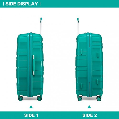 K2094L - Kono Lightweight Polypropylene Hard Shell 4 Piece Suitcase Set With TSA Lock And Vanity Case - Teal