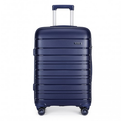 Kono 24 Inch Multi Texture Hard Shell PP Suitcase - Classic Collection - Navy