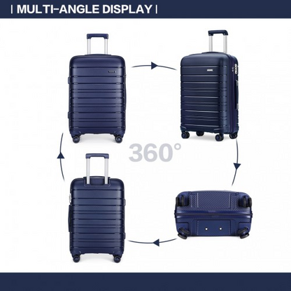 K2091L - Kono 28 Inch Multi Texture Hard Shell PP Suitcase - Classic Collection - Navy
