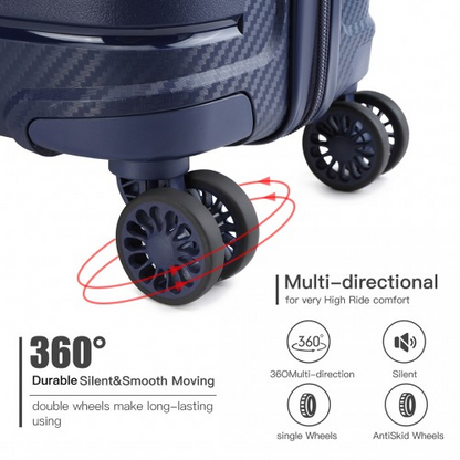 K2091L - Kono 28 Inch Multi Texture Hard Shell PP Suitcase - Classic Collection - Navy