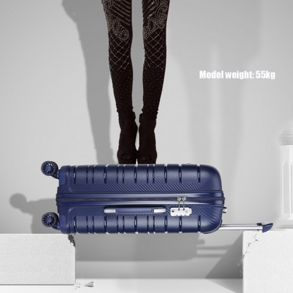 K2091L - Kono 28 Inch Multi Texture Hard Shell PP Suitcase - Classic Collection - Navy