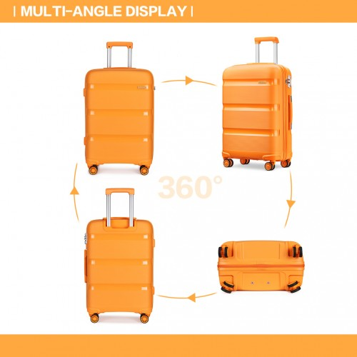 Kono 24 Inch Bright Hard Shell PP Suitcase - Classic Collection - Orange