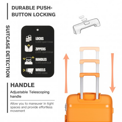 Kono 24 Inch Bright Hard Shell PP Suitcase - Classic Collection - Orange