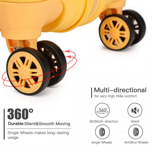 Kono 20 Inch Lightweight Hard Shell ABS Luggage Cabin Suitcase with TSA Lock – Yellow