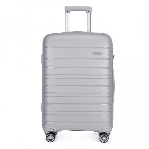 Kono 20 Inch Multi Texture Hard Shell PP Suitcase - Classic Collection - Grey