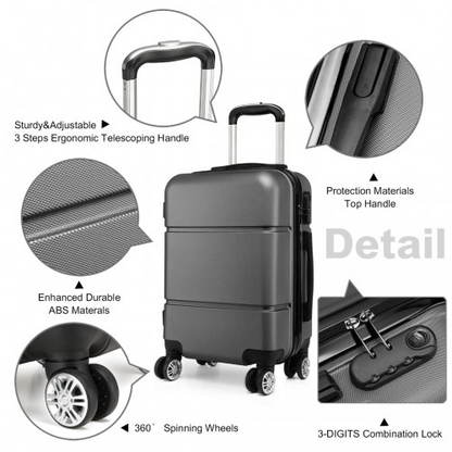 Kono Hard Shell ABS Carry On Suitcase 20 Inch - Grey