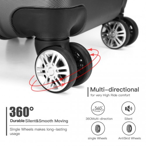 Kono Hard Shell ABS Carry On Suitcase 20 Inch - Grey