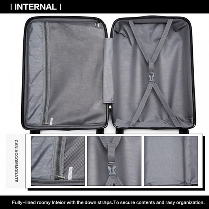 Kono 20 Inch Multi Texture Hard Shell PP Suitcase - Classic Collection - Black