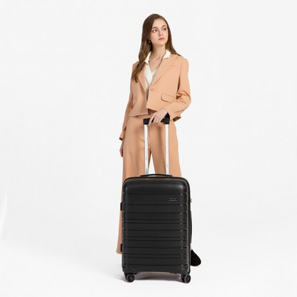 Kono 24 Inch Multi Texture Hard Shell PP Suitcase - Classic Collection - Black