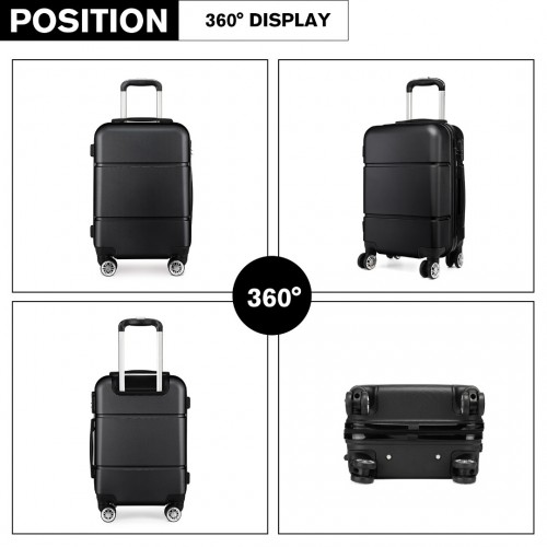 Kono Hard Shell ABS Carry On Suitcase 20 Inch - Black