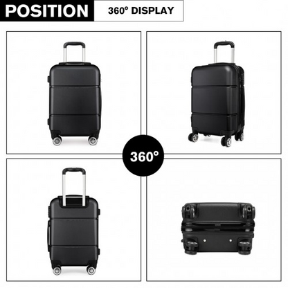 Kono Hard Shell ABS Carry On Suitcase 20 Inch - Black