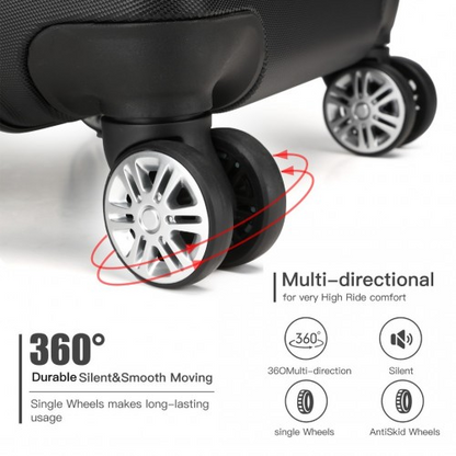 Kono Hard Shell ABS Carry On Suitcase 20 Inch - Black