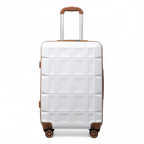 Kono 24 Inch Lightweight Hard Shell ABS Suitcase with TSA Lock - White | Stylish, Durable Travel Luggage