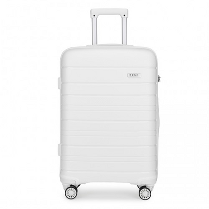 Kono 20 Inch Multi Texture Hard Shell PP Suitcase - Classic Collection - White | Durable & Lightweight Luggage