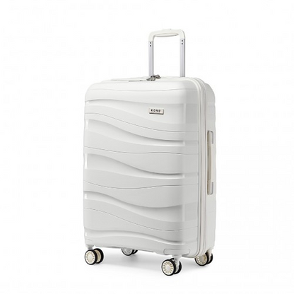 Kono 24 Inch Lightweight Polypropylene Hard Shell Suitcase with TSA Lock - Cream White - Ideal for Travel
