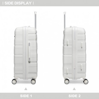 Kono 24 Inch Lightweight Polypropylene Hard Shell Suitcase with TSA Lock - Cream White - Ideal for Travel